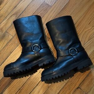 MARNI calf length leather moto boots